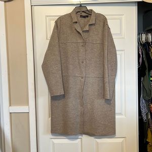 Beige Boiled Wool Coat, Size XL